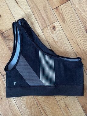 Fabletics Black Sports Bra with Gray Stripe Detail